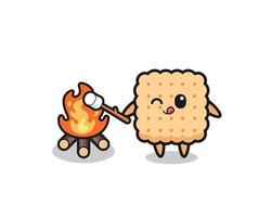 cracker character is burning marshmallow vector