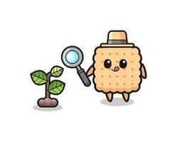 cute cracker herbalist researching a plants vector