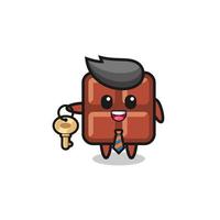 cute chocolate bar as a real estate agent mascot vector