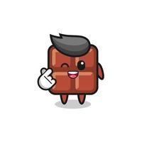 chocolate bar character doing Korean finger heart vector