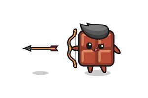 illustration of chocolate bar character doing archery vector