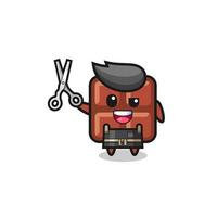 chocolate bar character as barbershop mascot vector