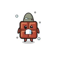 cute cartoon chocolate bar with shivering expression vector