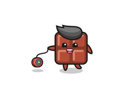 cartoon of cute chocolate bar playing a yoyo vector