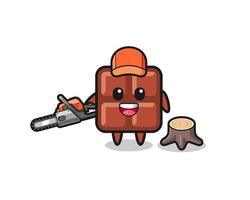 chocolate bar lumberjack character holding a chainsaw vector