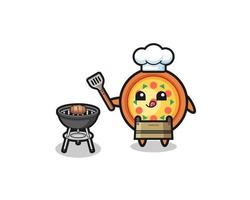 pizza barbeque chef with a grill vector