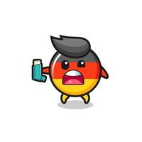 germany flag mascot having asthma while holding the inhaler vector