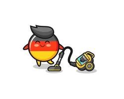 cute germany flag holding vacuum cleaner illustration vector