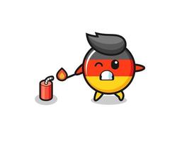 germany flag mascot illustration playing firecracker vector