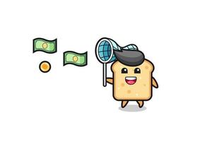 illustration of the bread catching flying money vector