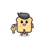 cute bread as a real estate agent mascot vector