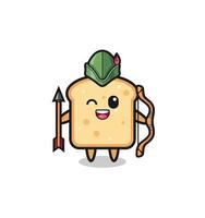 bread cartoon as medieval archer mascot vector