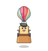 bread mascot riding a hot air balloon vector