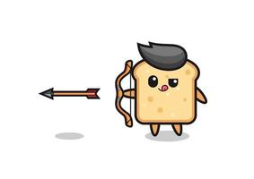 illustration of bread character doing archery vector
