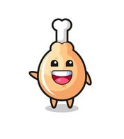 happy fried chicken cute mascot character vector