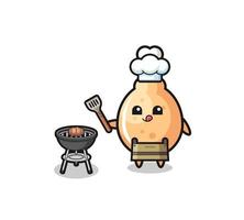 fried chicken barbeque chef with a grill vector