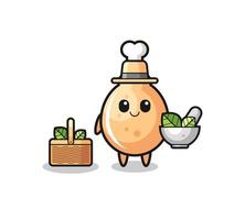 fried chicken herbalist cute cartoon vector