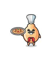 fried chicken character as Italian chef mascot vector