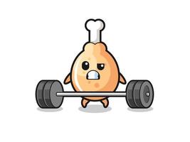 cartoon of fried chicken lifting a barbell vector