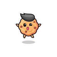 chocolate chip cookie character is jumping gesture vector