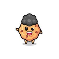 chocolate chip cookie character as the afro boy vector