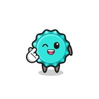 bottle cap character doing Korean finger heart vector