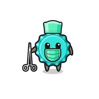 surgeon bottle cap mascot character vector