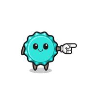 bottle cap mascot with pointing right gesture vector