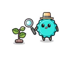 cute bottle cap herbalist researching a plants vector