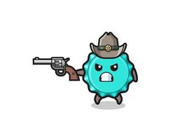 the bottle cap cowboy shooting with a gun vector