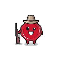 sealing wax hunter mascot holding a gun vector