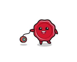 cartoon of cute sealing wax playing a yoyo vector