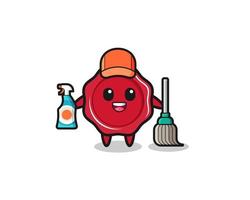 cute sealing wax character as cleaning services mascot vector