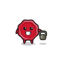 sealing wax mascot lifting kettlebell in the gym vector