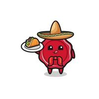 Lacre mascota chef mexicano sosteniendo un taco vector