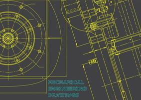 Computer aided design systems. Technical illustrations, backgrounds. Mechanical engineering drawing. Machine-building industry. Instrument-making drawings vector