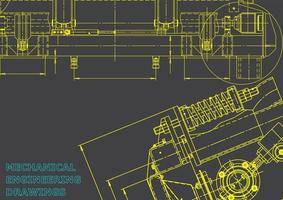 sistemas de diseño asistido por computadora. ilustraciones técnicas, fondos. dibujo de ingeniería mecánica. industria de construcción de maquinaria. dibujos de fabricación de instrumentos vector