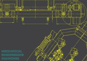 Blueprint. Vector engineering illustration. Cover, flyer, banner, background. Instrument-making drawings. Mechanical engineering drawing. Technical illustrations