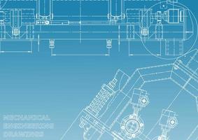 Blueprint. Vector engineering illustration. Cover, flyer, banner, background. Instrument-making drawings. Mechanical engineering drawing. Technical illustrations