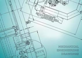 Blueprint. Vector engineering illustration. Cover, flyer, banner, background. Instrument-making drawings. Mechanical engineering drawing. Technical illustrations