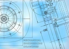 Blueprint. Vector engineering illustration. Cover, flyer, banner, background. Instrument-making drawings. Mechanical engineering drawing. Technical illustrations