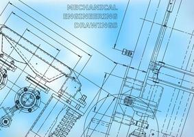 Blueprint. Vector engineering illustration. Cover, flyer, banner, background. Instrument-making drawings. Mechanical engineering drawing. Technical illustrations