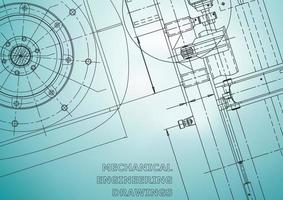 Blueprint. Vector engineering illustration. Cover, flyer, banner, background. Instrument-making drawings. Mechanical engineering drawing. Technical illustrations