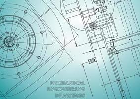 Blueprint. Vector engineering illustration. Cover, flyer, banner, background. Instrument-making drawings. Mechanical engineering drawing. Technical illustrations