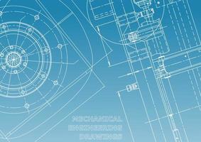 sistemas de diseño asistido por computadora. ilustraciones técnicas, fondos. dibujo de ingeniería mecánica. industria de construcción de maquinaria. dibujos de fabricación de instrumentos vector