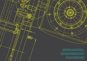 sistemas de diseño asistido por computadora. ilustraciones técnicas, fondos. dibujo de ingeniería mecánica. industria de construcción de maquinaria. dibujos de fabricación de instrumentos vector