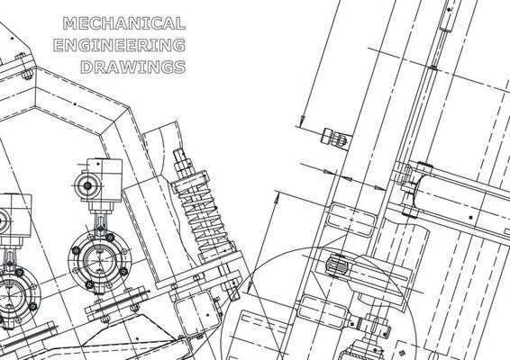 Vector banner. Engineering drawing. Mechanical instrument making
