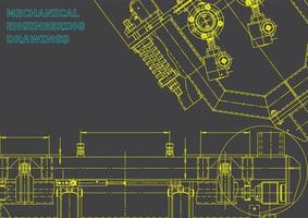 Blueprint. Vector engineering illustration. Cover, flyer, banner, background. Instrument-making drawings. Mechanical engineering drawing. Technical illustrations