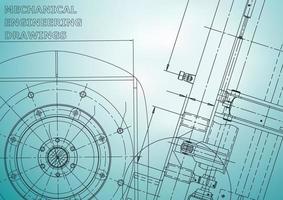 Blueprint. Vector engineering illustration. Cover, flyer, banner, background. Instrument-making drawings. Mechanical engineering drawing. Technical illustrations