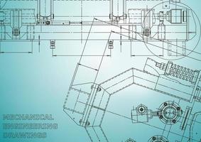 Blueprint. Vector engineering illustration. Cover, flyer, banner, background. Instrument-making drawings. Mechanical engineering drawing. Technical illustrations